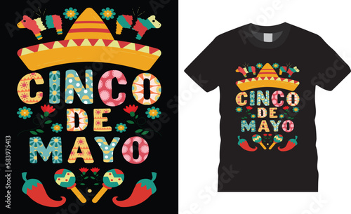 Cinco de mayo premium vector t-shirt design tamplate.Fully editable Mexican festival vector graphic and print ready file.T-shirts used for fashion, print, poster,gift, card and etc.