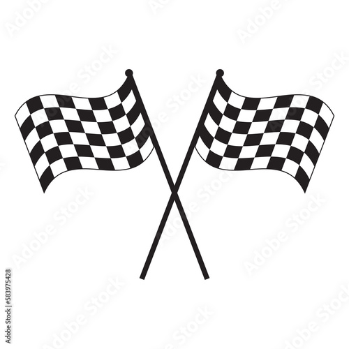 Race flag. Finishing flag. checkered flag. Black and white checkered flag. Vector Illustration Isolated on White Background.