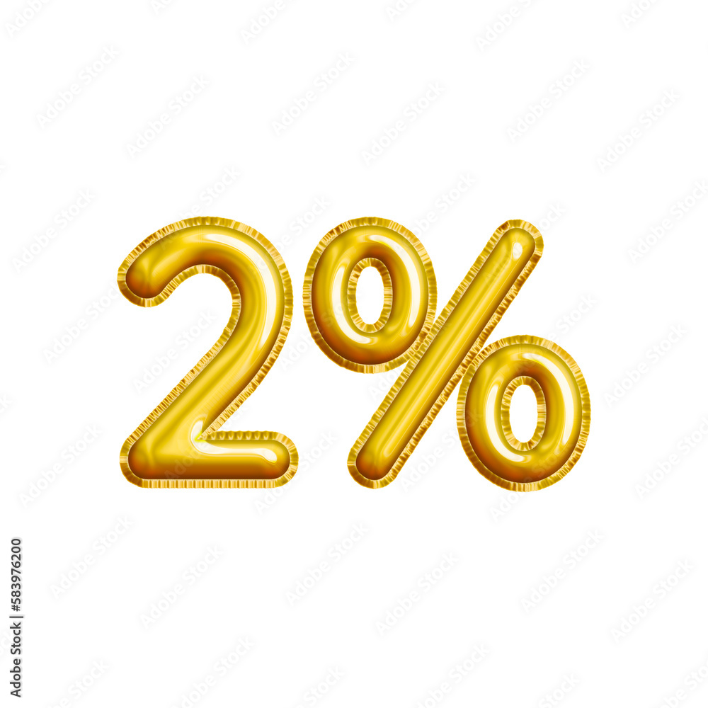 2% or Two Percent 3D Gold Balloon. You can use this asset for your content Marketing like as Promotion, Advertisement, Ads, Banner, Flyer, Discount Card and anymore. 2% or Two Percent 3D Gold Balloon. You can use this asset for your content Marketing like as Promotion, Advertisement, Ads, Banner, Flyer, Discount Card and anymore.