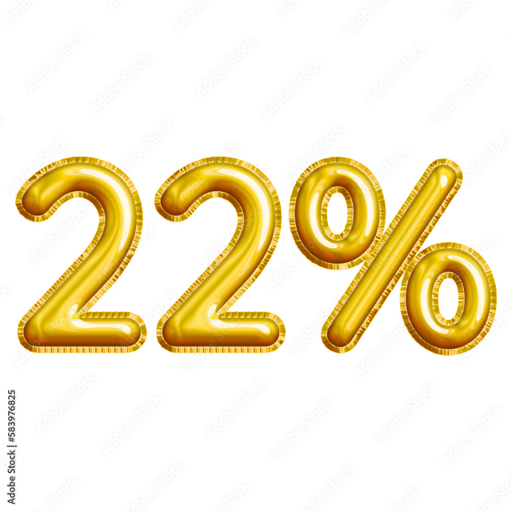 22% or Twenty-two Percent 3D Gold Balloon. You can use this asset for your content Marketing like as Promotion, Advertisement, Ads, Banner, Flyer, Discount Card and anymore. 22% or Twenty-two Percent 3D Gold Balloon. You can use this asset for your content Marketing like as Promotion, Advertisement, Ads, Banner, Flyer, Discount Card and anymore.