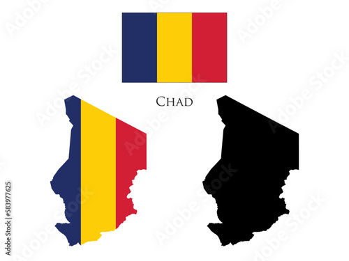 chad flag and map illustration vector 