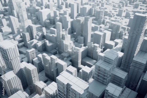 Exploring the concrete jungle  An aerial tour of the urban skyscrapers in the heart of downtown city  generative ai