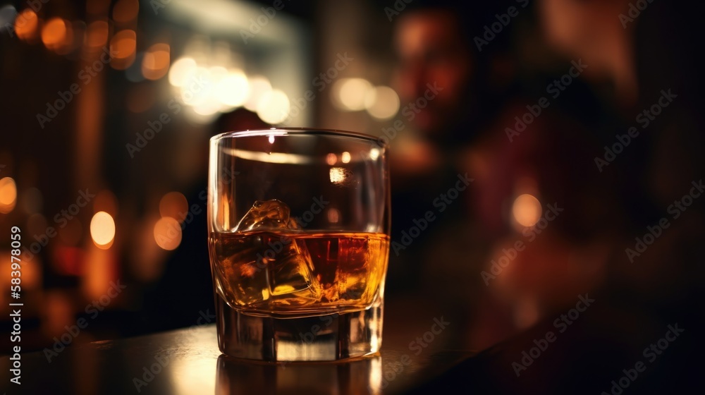 glass of cognac, bourbon, whiskey, whisky, brandy, Generative AI