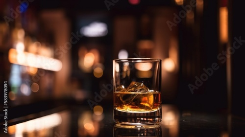 glass of whisky in bar, Generative AI