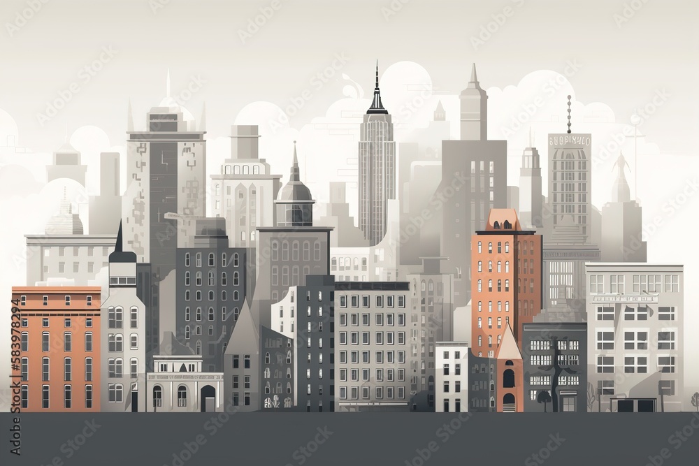 Obraz premium Stylish New York City Skyline Illustration