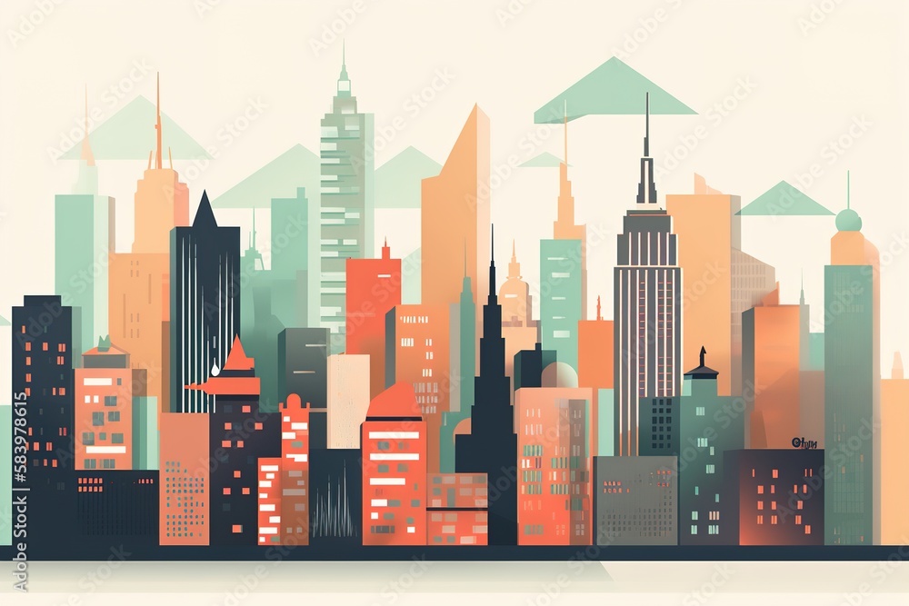 Minimalistic New York City Skyline Illustration
