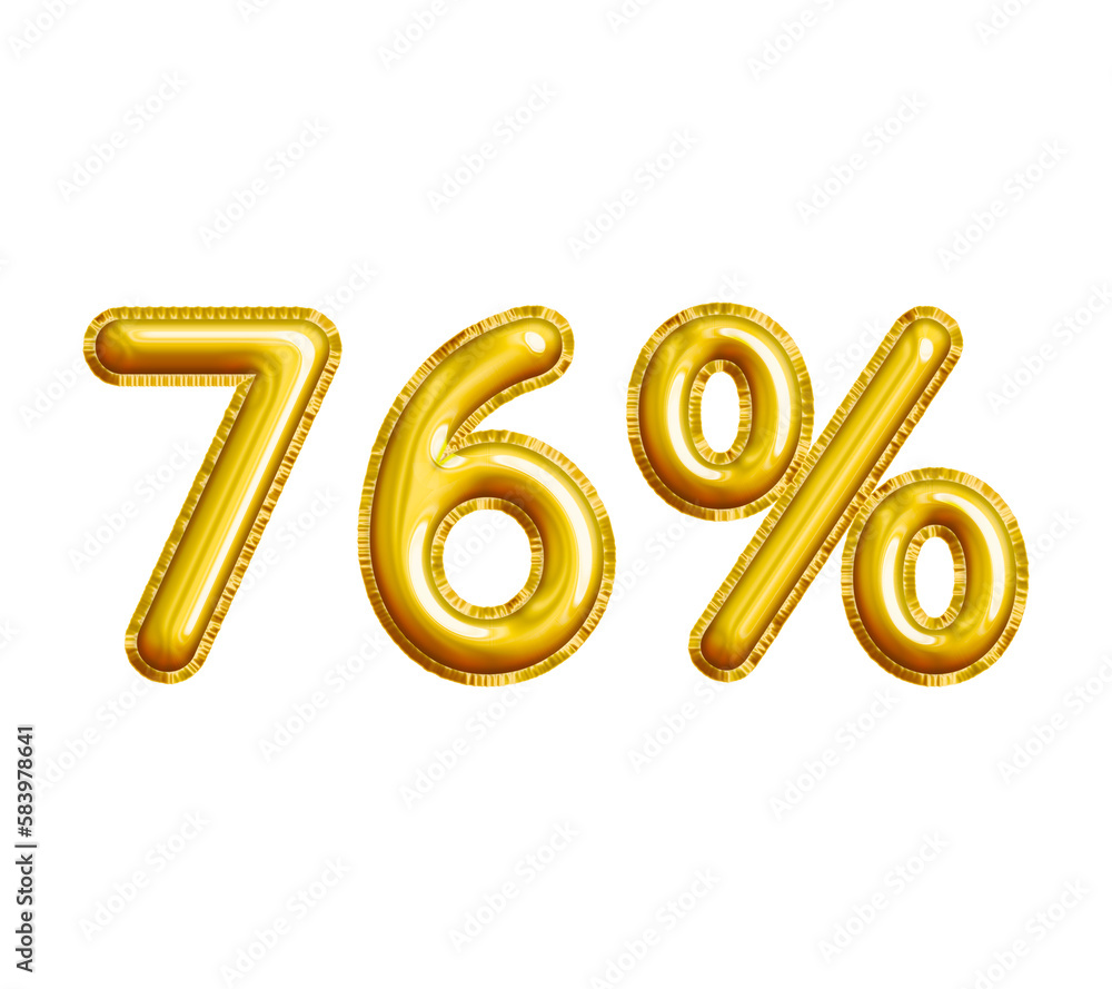 76% or Seventy-six Percent 3D Gold Balloon. You can use this asset for your content Marketing like as Promotion, Advertisement, Ads, Banner, Flyer, Discount Card and anymore. 76% or Seventy-six Percent 3D Gold Balloon. You can use this asset for your content Marketing like as Promotion, Advertisement, Ads, Banner, Flyer, Discount Card and anymore.