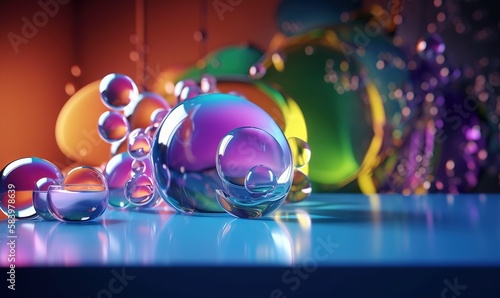  a group of colorful balls sitting on top of a table. generative ai