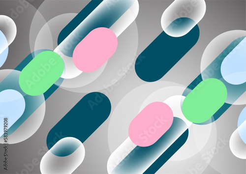 Overlapping geometric shapes and circles. Stylish trendy techno design background for business or technology presentations, internet posters or web brochure covers. Vector