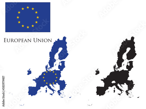 EUROPEAN UNION flag and map illustration vector 