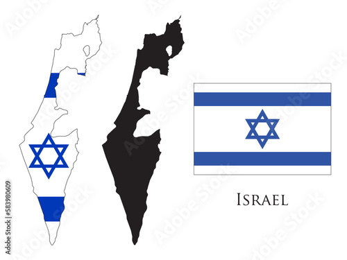 israel flag and map illustration vector 