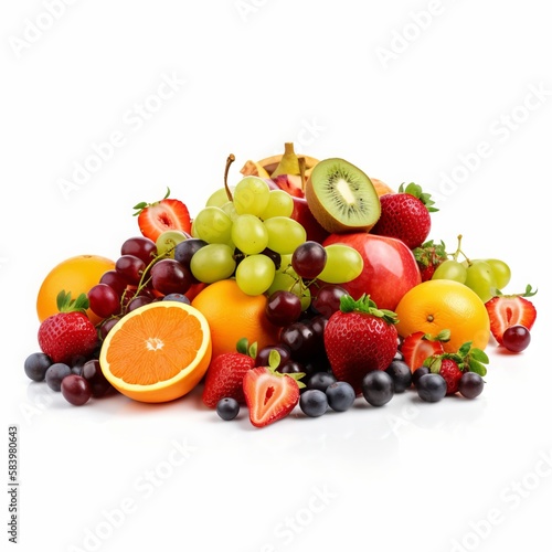 Fresh fruits for healthy and dieting  Various fresh fruits isolated on white background.