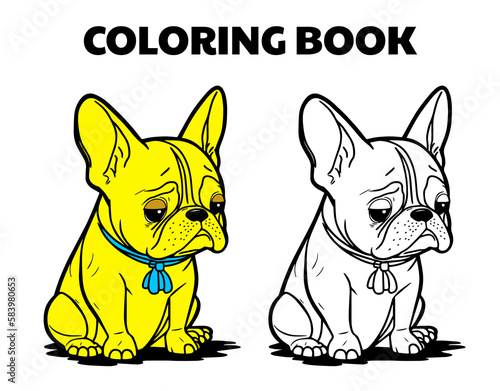 Sad pug, cute dog with sad eyes, a simple vector illustration for a children's coloring book.