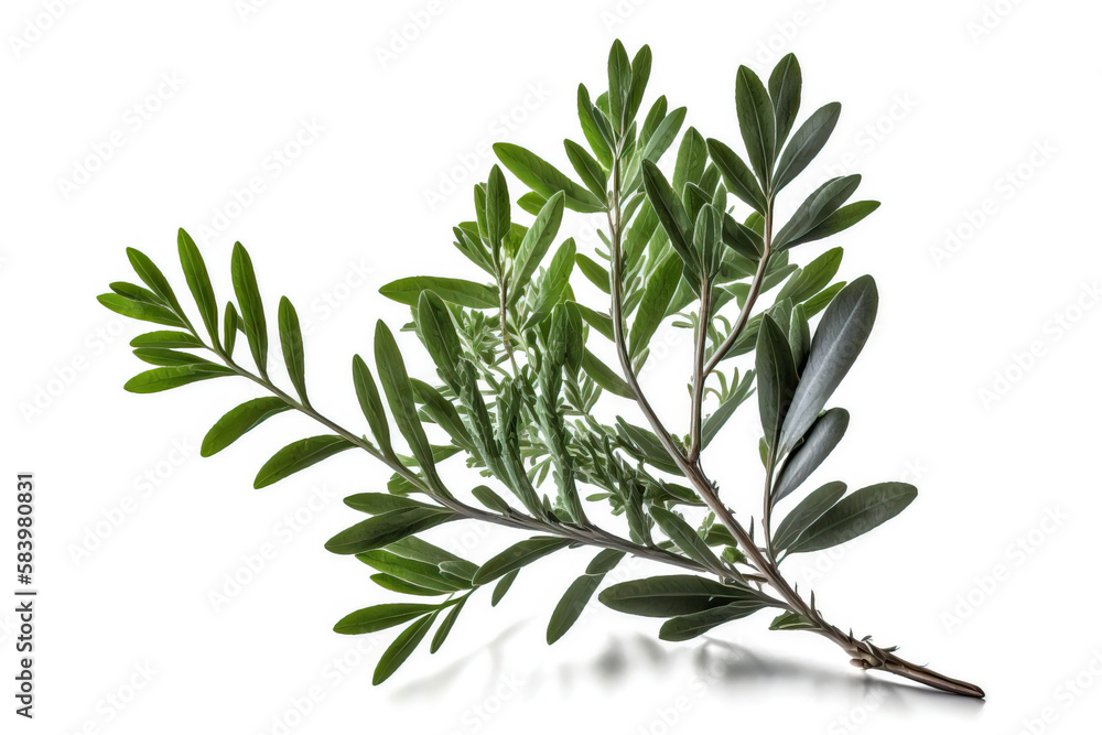 sprig of rosemary isolated on white background.generative AI. sprig of rosemary isolated on white background.generative AI.