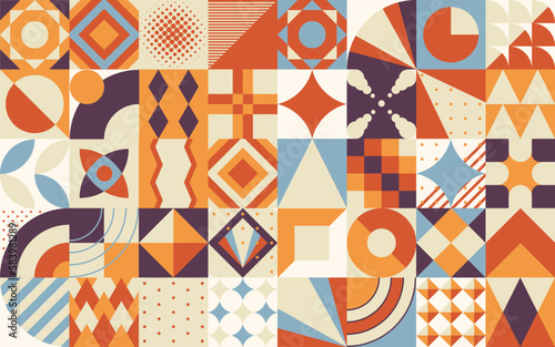 Abstract geometric background and pattern design in retro style. Vector illustration. grid geometric.