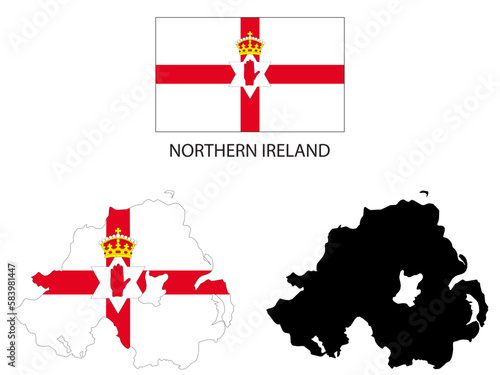 northern ireland flag and map illustration vector 