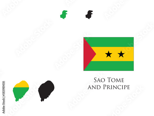 sao tome and principe flag and map illustration vector 