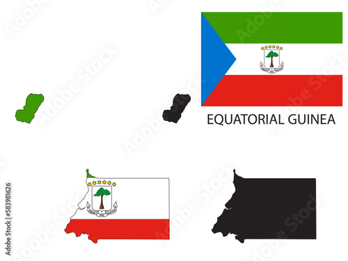 equatorial guinea flag and map illustration vector 