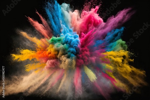 Color splash of Powder Color on Black Background. Generative Ai © CREATIVE STOCK