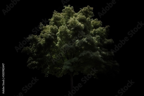  a tree is shown in the dark with a black background. generative ai