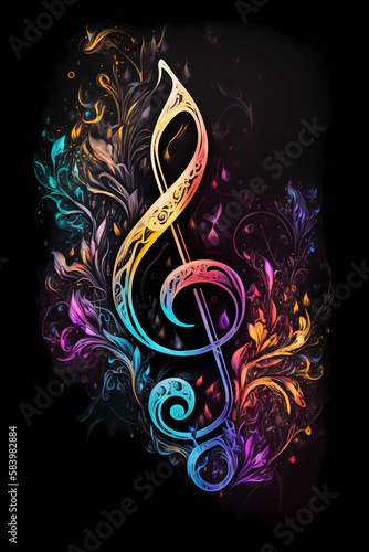 The abstract background with clef