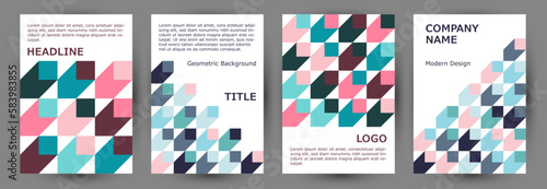 Business publication cover page mokup collection vector design. Minimalist style colorful poster