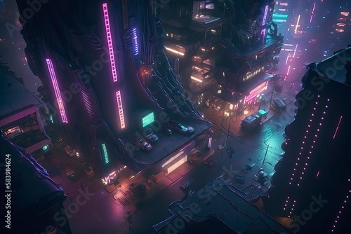 ultra modern environment futuristic city neon cyberpunk. generative AI
