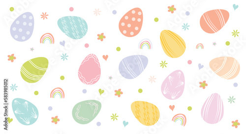 Seamless Background With Easter Eggs, Flat Easter Celebration Illustration