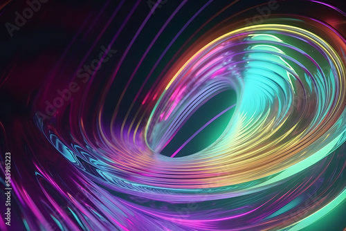 abstract colorful background, 3D neon wave gradient, banner, background. Generative AI
