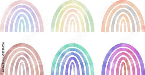 Watercolor hand drawn rainbow set