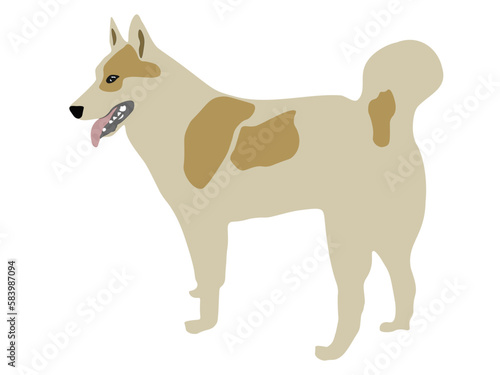Husky dog isolated on white background. Cute drawn Laika puppy with open mouth and sticking out tongue icon, vector eps 10