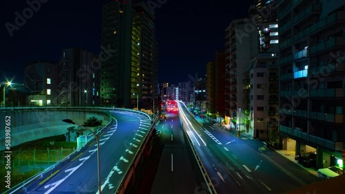 Wallpaper Mural A night timelapse of traffic jam at Yamate avenue in Tokyo wide shot tilt Torontodigital.ca