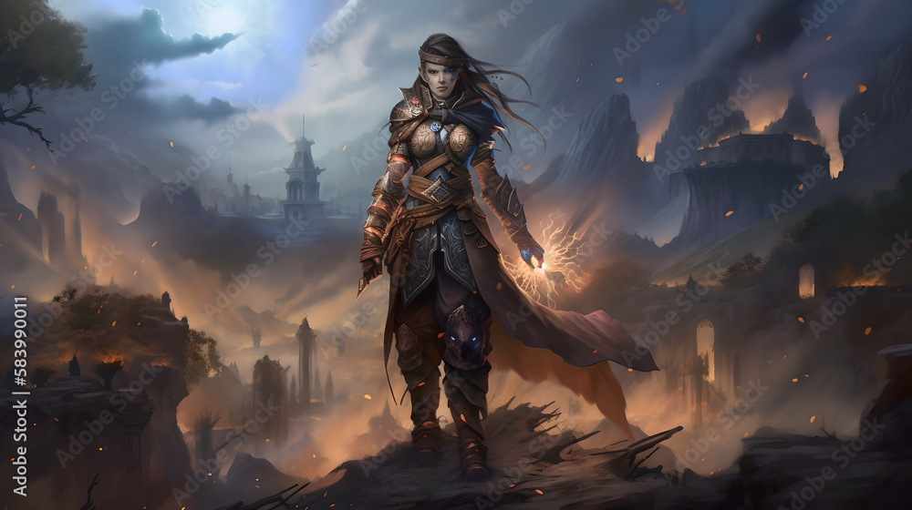 fantasy female character in a cool background (ai generated) fantasy female character in a cool background (ai generated)