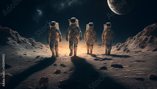 Four astronauts are exploring the moon. Generative AI Technology