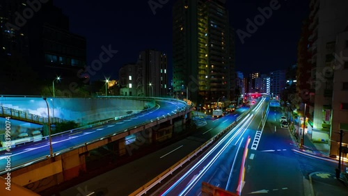 Wallpaper Mural A night timelapse of traffic jam at Yamate avenue in Tokyo wide shot Torontodigital.ca