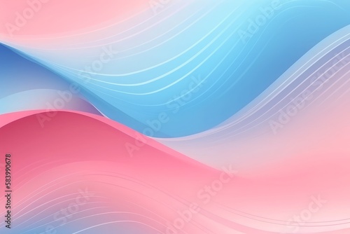 An ethereal abstract background featuring soft pastel colors, including delicate pink and calming blue hues. The background showcases wavy, blurred light curved lines, Generative AI