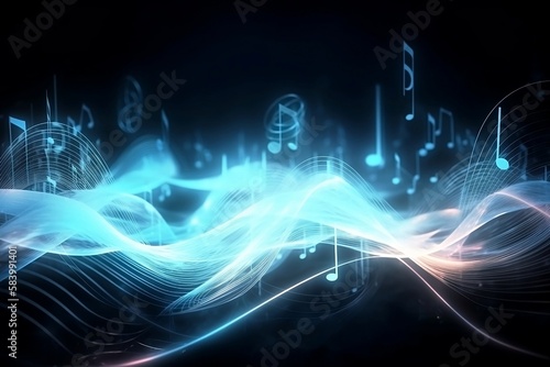 Abstract Musical Notes. A Glowing Background Illustration with Melodic Light and Wallpaper