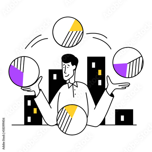Businessman juggling with statistics