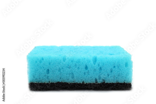 one sponge for washing dishes lies on a white background. photo