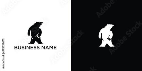 bear logo icon designs vector illustration,bear silhouette logo