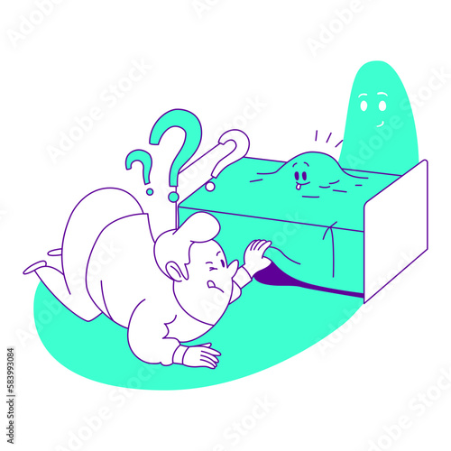 Man looking under the bed