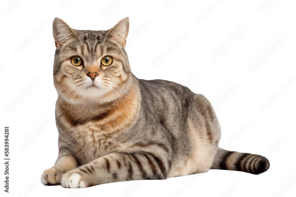 American Wirehair Cat  on isolated transparent background, png. Generative AI