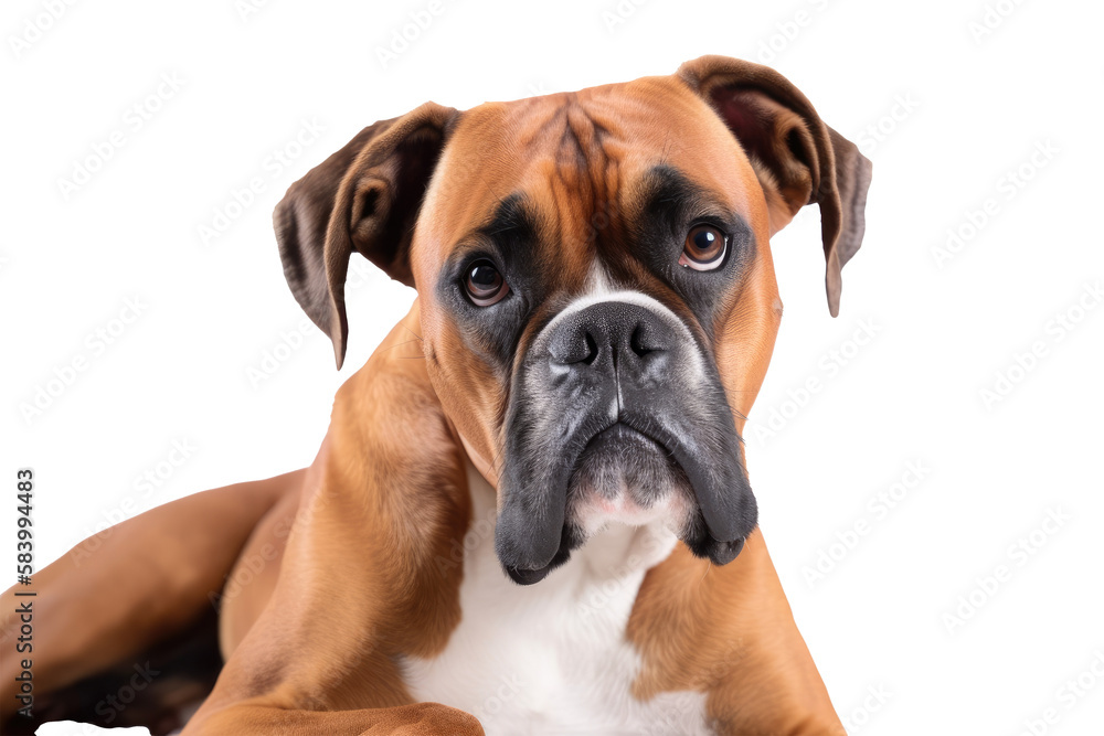 Boxer Dog on isolated transparent background, png. Generative AI