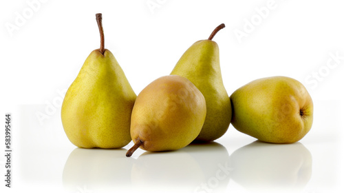 Ripe green pears isolated on white, Created using generative AI tools.