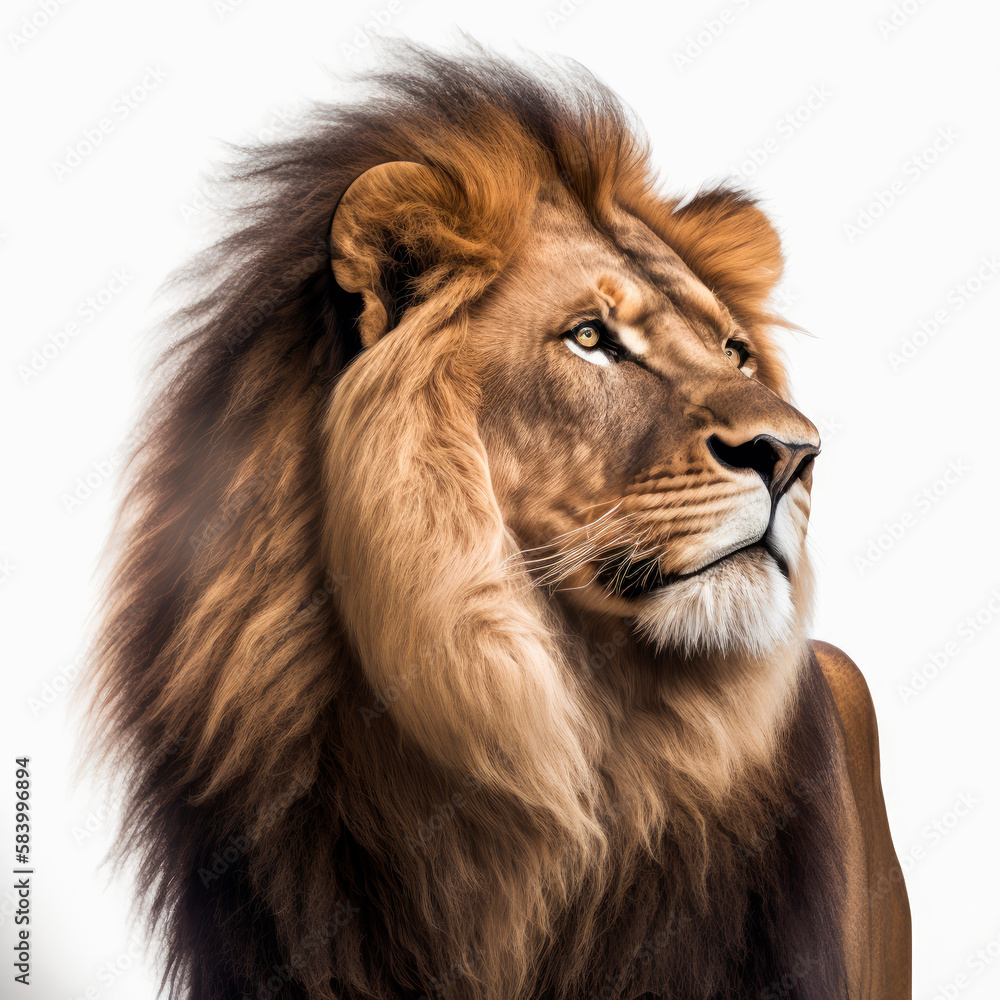 photo of a realistic lion looking to the side 4k