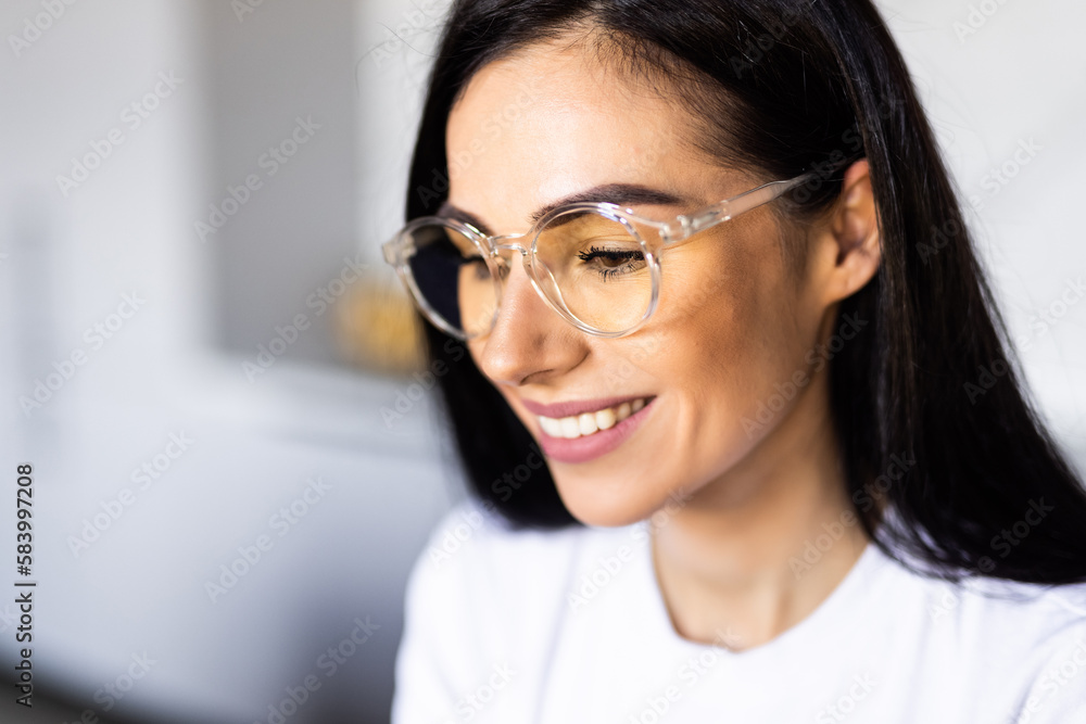 Young pretty woman working at home in the morning Young pretty woman working at home in the morning