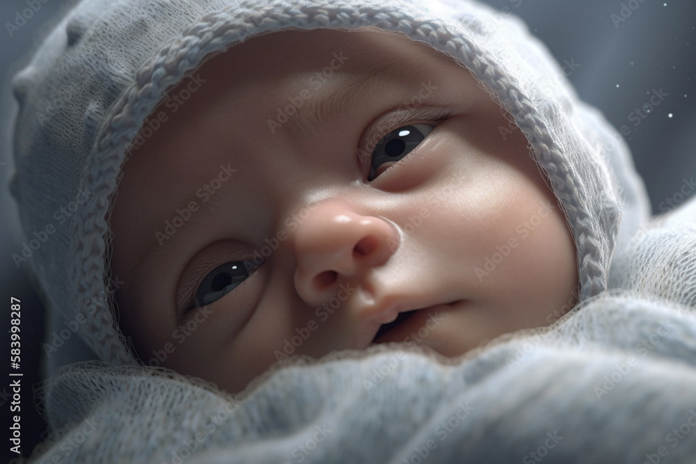 Infant baby boy sleeping under blanket, Created using generative AI tools. Infant baby boy sleeping under blanket, Created using generative AI tools.