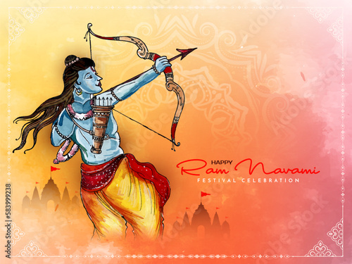 Happy Ram navami religious Hindu festival greeting card design