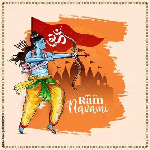 Happy Ram navami religious Hindu festival greeting card design