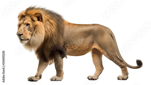 Fotografering Full body size lion isolated on white transparent background png